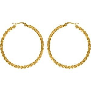 Créoles Acier Jaune  47mm Torsadées Tube 3.2mm