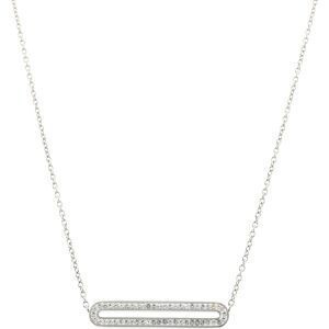 Collier Acier Motif Cristal 32*6mm Chaîne 1.5mm 42 à 45cm