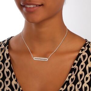 Collier Acier Motif Cristal 32*6mm Chaîne 1.5mm 42 à 45cm