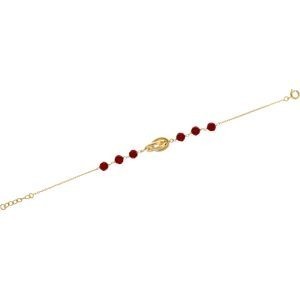 Bracelet Plaqué Or Nœud Forçat Antillais 8*16mm Cristal Grenat 6mm 18 à 20cm