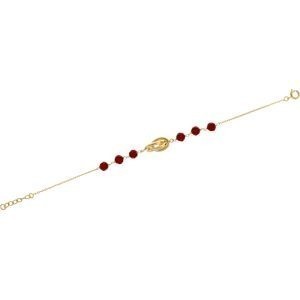 Bracelet Plaqué Or Nœud Forçat Antillais 8*16mm Cristal Grenat 6mm 18 à 20cm