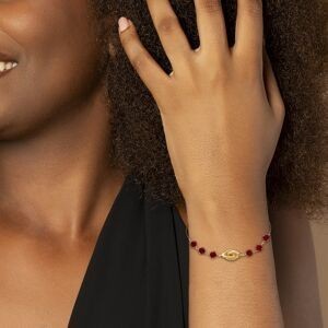 Bracelet Plaqué Or Nœud Forçat Antillais 8*16mm Cristal Grenat 6mm 18 à 20cm