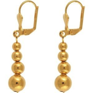 Boucles D'oreilles Plaqué Or Pendant 40mm Boules 4 à 8mm