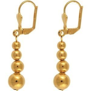 Boucles D'oreilles Plaqué Or Pendant 40mm Boules 4 à 8mm