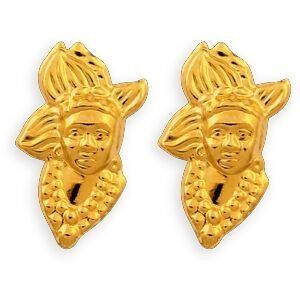 Boucles D'oreilles Plaqué Or Tête Antillaise 10*17mm