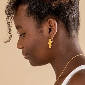 Boucles D'oreilles Plaqué Or Pendant 35mm Madras 18*27mm