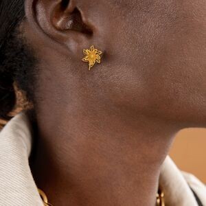 Boucles D'oreilles Plaqué Or Pendant 22mm Fleur 21mm