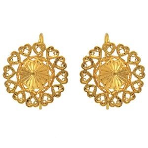 Boucles D'oreilles Plaqué Or Pendant 25mm Chapeau 23mm