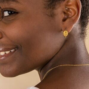 Boucles D'oreilles Plaqué Or Pendant 21mm Casque Colonial 13*16mm