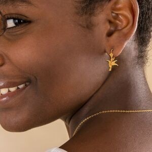 Boucles D'oreilles Plaqué Or Pendant 28mm Colibri 17*15mm