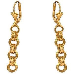 Boucles D'oreilles Plaqué Or Pendant 60mm Maille Jaseron 6mm