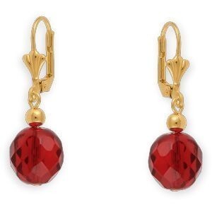 Boucles D'oreilles Plaqué Or  Pendant 37mm Au Total Cristal Grenat 12mm