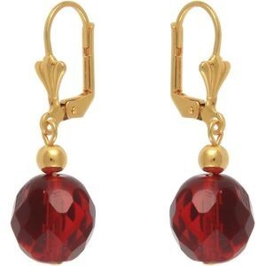 Boucles D'oreilles Plaqué Or  Pendant 37mm Au Total Cristal Grenat 12mm