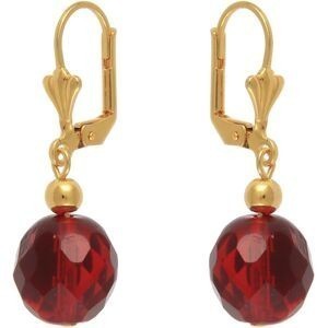 Boucles D'oreilles Plaqué Or  Pendant 37mm Au Total Cristal Grenat 12mm