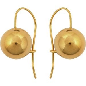 Boucles D'oreilles Plaqué Or Pendant 30mm Boule 14mm