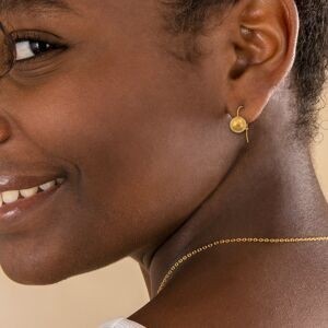 Boucles D'oreilles Plaqué Or Pendant 30mm Boule 14mm