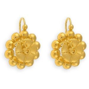 Boucles D'oreilles Plaqué Or Pendant 34mm Hibiscus 24mm