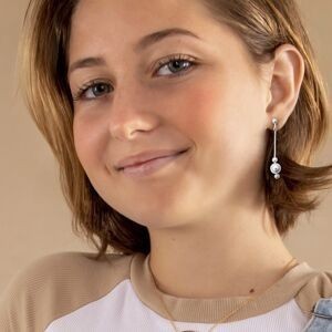 Boucles D'oreilles Argent 925 Pendant 40mm Boules 4 à 8mm 