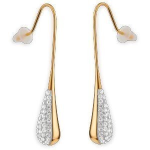Boucles D'oreilles Acier Jaune Goutte Cristal Pendant 40mm