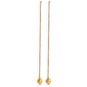 Boucles D'oreilles Or 750 Pendant 80mm Boule 5mm