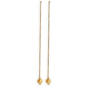 Boucles D'oreilles Or 750 Pendant 80mm Boule 5mm