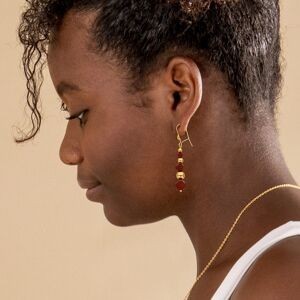 Boucles D'oreilles Or 750 Pendant 45mm Cristal Grenat 4 A 8mm Boule 2 à 6mm