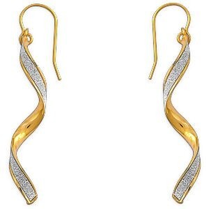 Boucles D'oreilles Or 375 Tourbillon Bicolore Pendant 50mm
