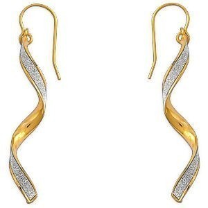 Boucles D'oreilles Or 375 Tourbillon Bicolore Pendant 50mm
