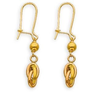 Boucles D'oreilles Or 375 Pendant 33mm Nœud Forçat Antillais 6mm