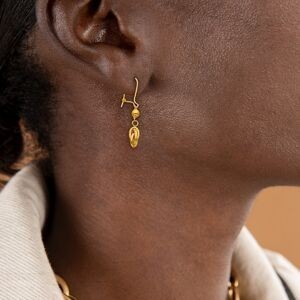 Boucles D'oreilles Or 375 Pendant 33mm Nœud Forçat Antillais 6mm