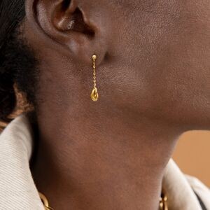 Boucles D'oreilles Or 375 Pendant 32mm Nœud Forçat Antillais 6mm