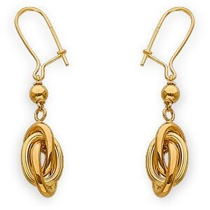 Boucles D'oreilles Or 375 Pendant 40mm Nœud Forçat Antillais 8mm
