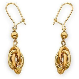 Boucles D'oreilles Or 375 Pendant 40mm Nœud Forçat Antillais 8mm