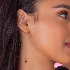 Boucles D'oreilles Or 375 Pendant 100mm Cristal Grenat 4  à 6mm Boule 2mm