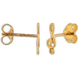 Boucles D'oreilles Clé de Sol 3.2*9mm Or 750