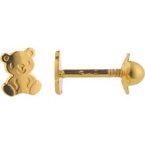 Boucles D'oreilles Ourson 4*5mm Or 750 Fermeture Vis