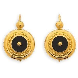 Boucles D'oreilles Or 375 Pendant 22mm Onyx 14mm