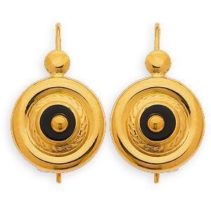 Boucles D'oreilles Or 375 Pendant 20mm Motif Avec Onyx 12mm