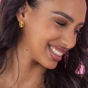Boucles D'oreilles Or 375  Pendant 30mm Tête Antillaise Ovale 16*22mm