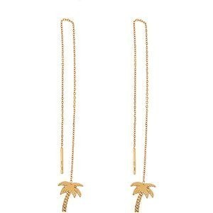 Boucles D'oreilles Or 375 Pendant 110mm Palmier 8.5*10.5mm