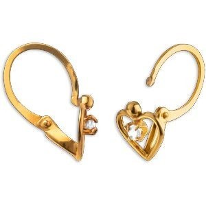Boucles D'oreilles Or 375 Pendant 13mm Cœur Zirconium 7mm