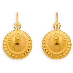 Boucles D'oreilles Or 375 Pendant 15mm Chou 8mm