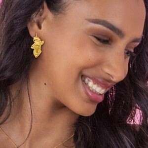 Boucles D'oreilles Or 375 Pendant 30mm Tête Antillaise 15*25mm
