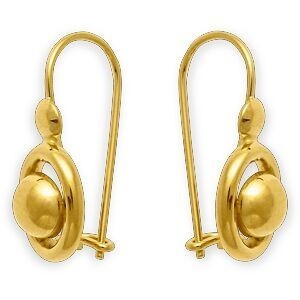 Boucles D'oreilles Or 375 Pendant 19mm Boule 7.5*10mm