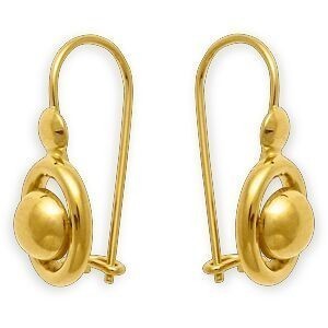 Boucles D'oreilles Or 375 Pendant 19mm Boule 7.5*10mm