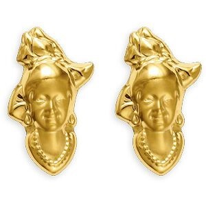 Boucles D'oreilles Or 375 Tête Antillaise 5*10mm