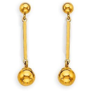 Boucles D'oreilles Or 375 Pendant 26mm Boule 4  à 6mm