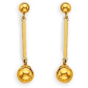 Boucles D'oreilles Or 375 Pendant 26mm Boule 4  à 6mm