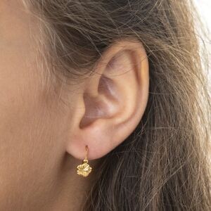 Boucles D'oreilles Or 750 Pendant 9mm Hibiscus 5mm