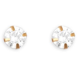 Boucles D'oreilles Or 375 Zirconium 5mm 4 Griffes